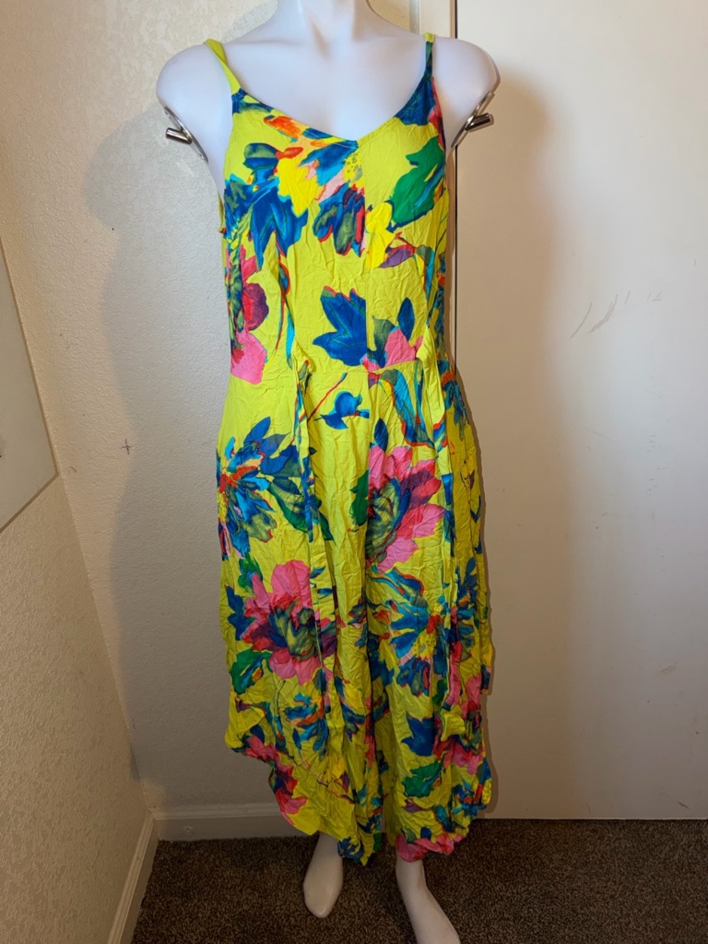 Bright Yellow Floral Wide-Leg Jumpsuit